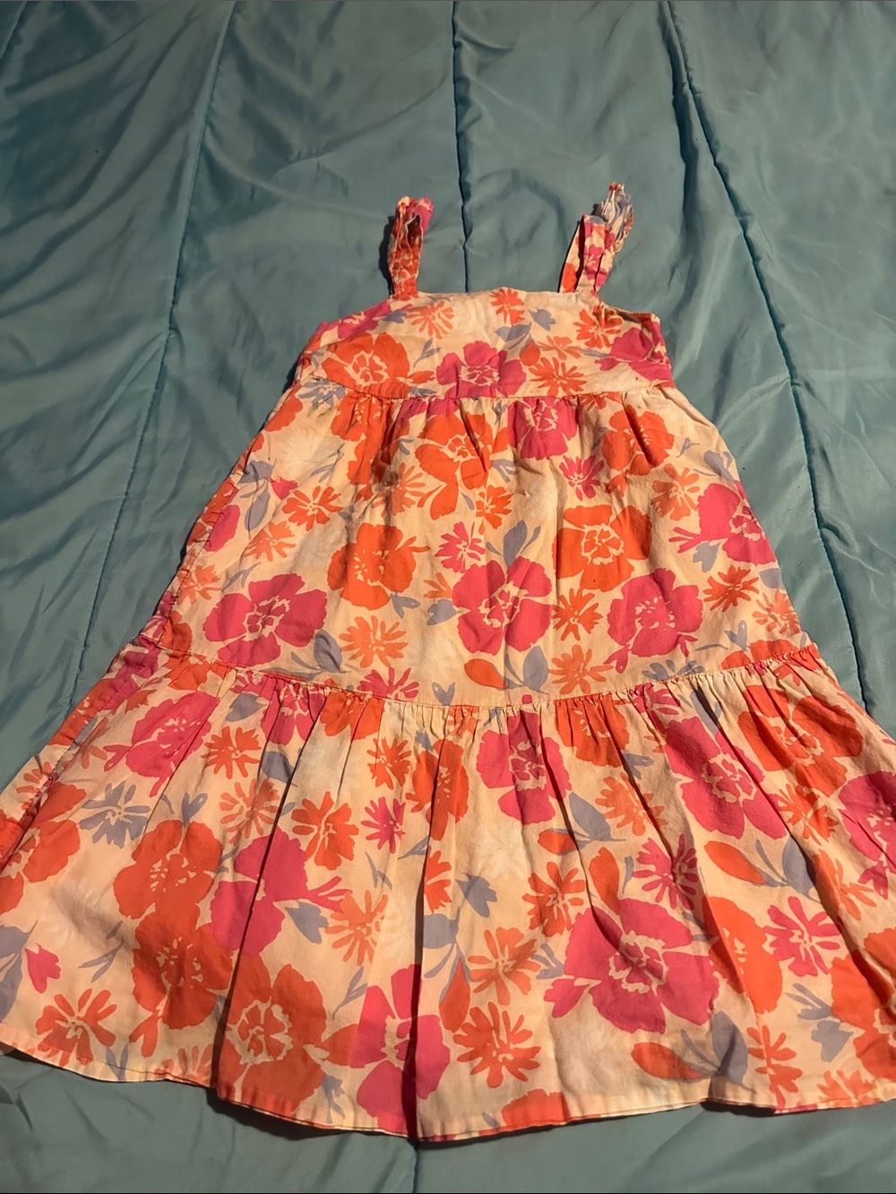 GAP Floral Tiered Sundress in Pink & Orange
